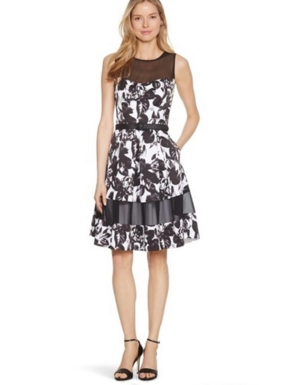 White House Black Market Fit and Flare Floral Dress, Size 12